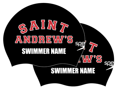 2x Personalized Saint Andrew's Aquatics Silicone Caps