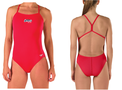 Cascade Swim Club Red The One Back Suit w/Logo