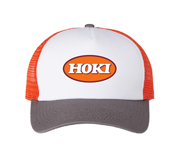 HOKI White/Orange Trucker Cap w/Embroidered Patch