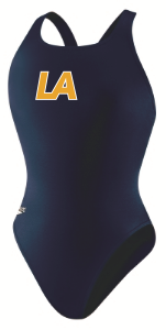 Lanier Aquatics Female Thick Strap-Navy with logo