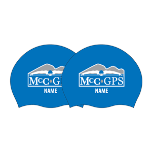 2x Personalized McCallie/GPS Aquatics Royal Silicone Caps