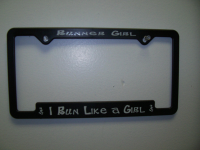 Runner girl, I run like a girl license plate frame